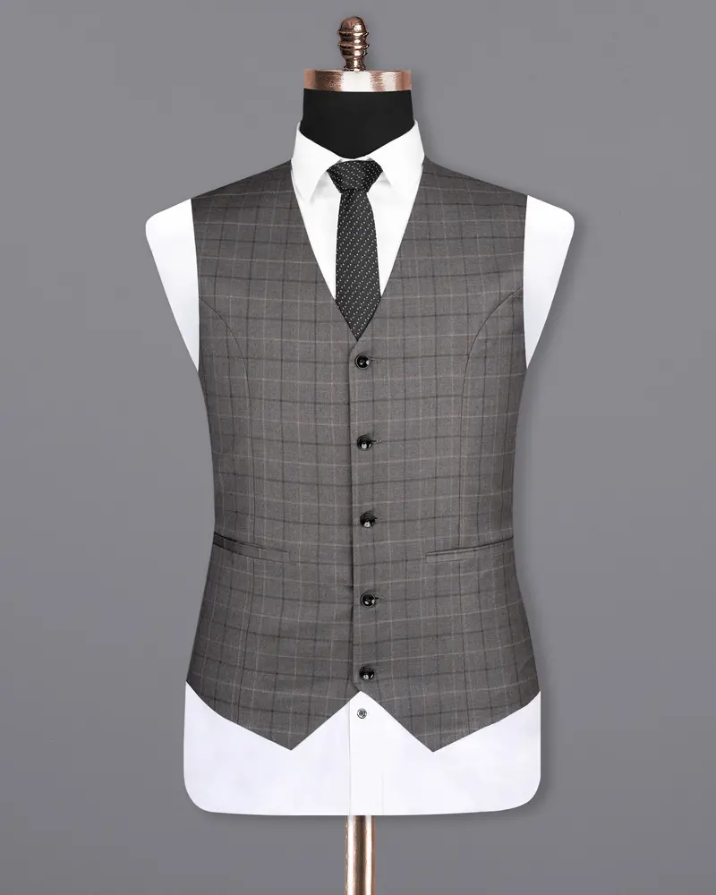 Scorpion Grey Super Fine Plaid Woolrich Waistcoat 2