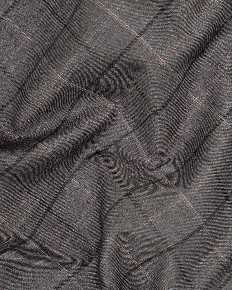 Scorpion Grey Super Fine Plaid Woolrich Waistcoat 3