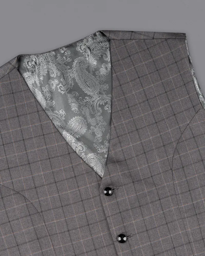 Scorpion Grey Super Fine Plaid Woolrich Waistcoat 4