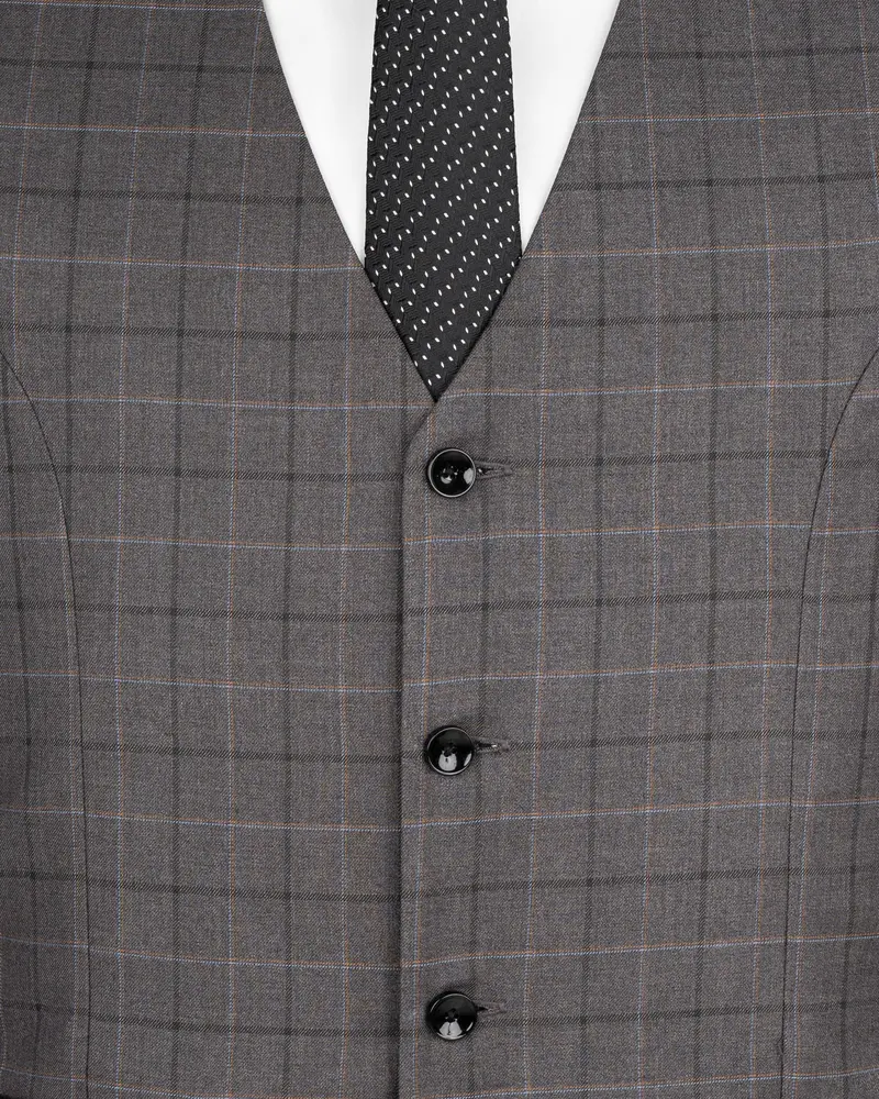 Scorpion Grey Super Fine Plaid Woolrich Waistcoat 5