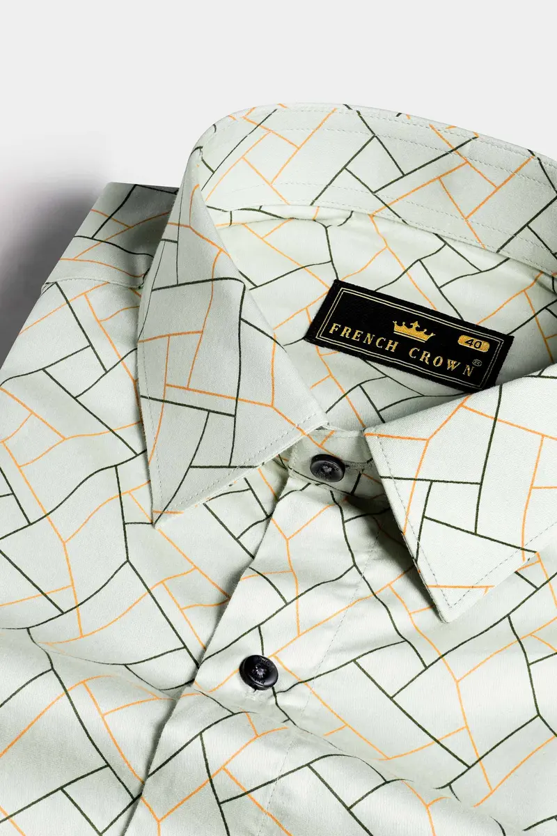 Sea Green Printed Subtle Sheen Super Soft Premium Cotton Shirt 1