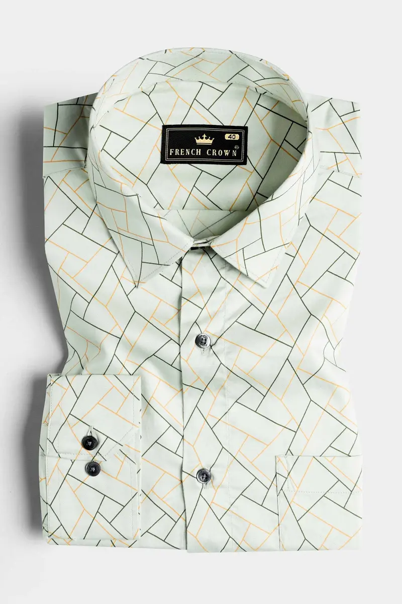 Sea Green Printed Subtle Sheen Super Soft Premium Cotton Shirt 3