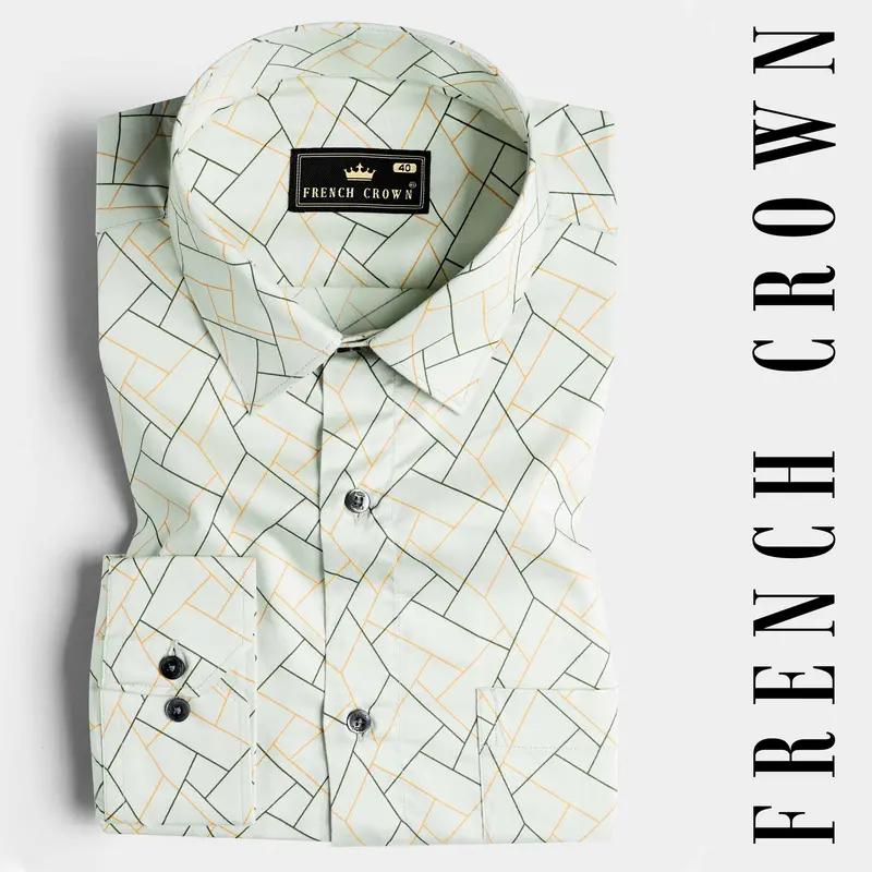 Sea Green Printed Subtle Sheen Super Soft Premium Cotton Shirt 4