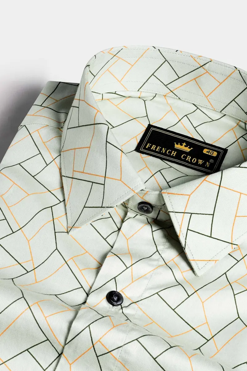 Sea Green Printed Subtle Sheen Super Soft Premium Cotton Shirt 7