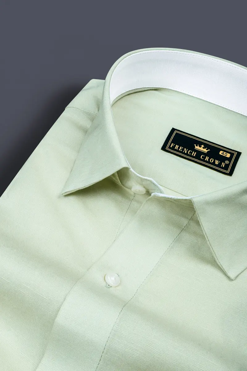 Sea Mist Green Luxurious Linen Shirt 1