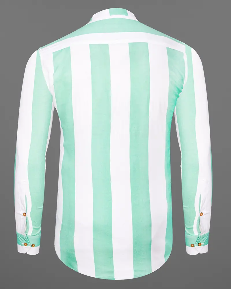 Sea Mist Green With Bright White Premium Tencel Kurta Shirt 7