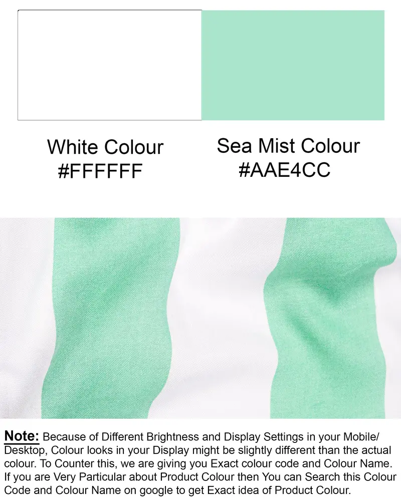 Sea Mist Green With Bright White Premium Tencel Kurta Shirt 8