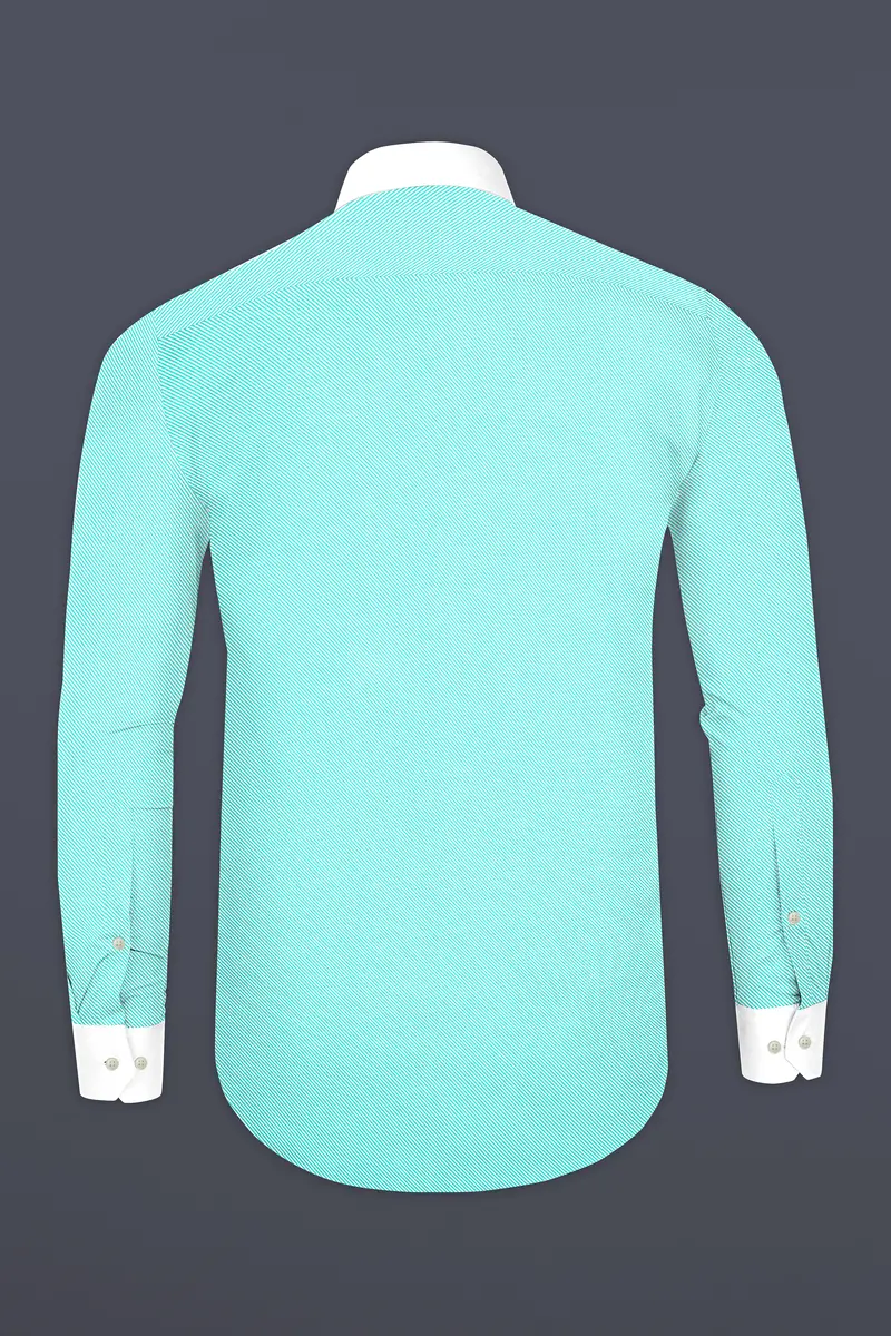 Seafoam Blue Jacquard Textured Premium Cotton Shirt 6