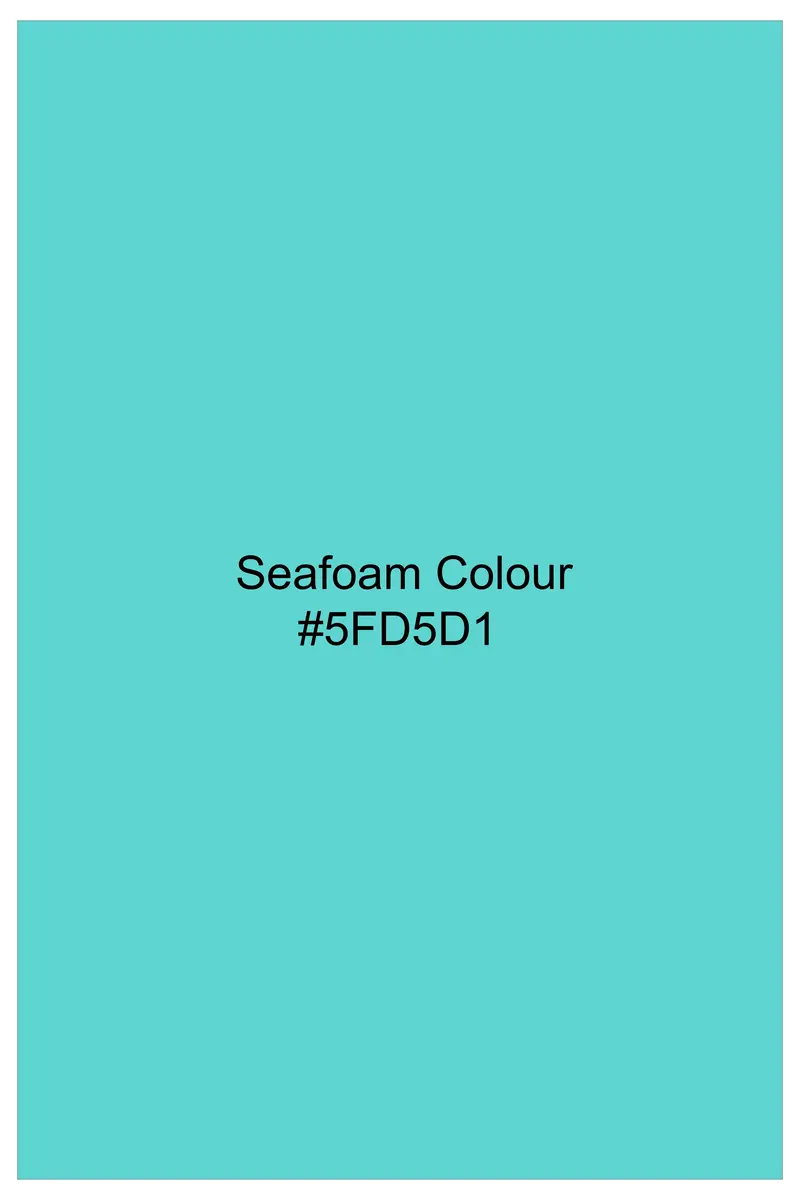 Seafoam Blue Jacquard Textured Premium Cotton Shirt 8