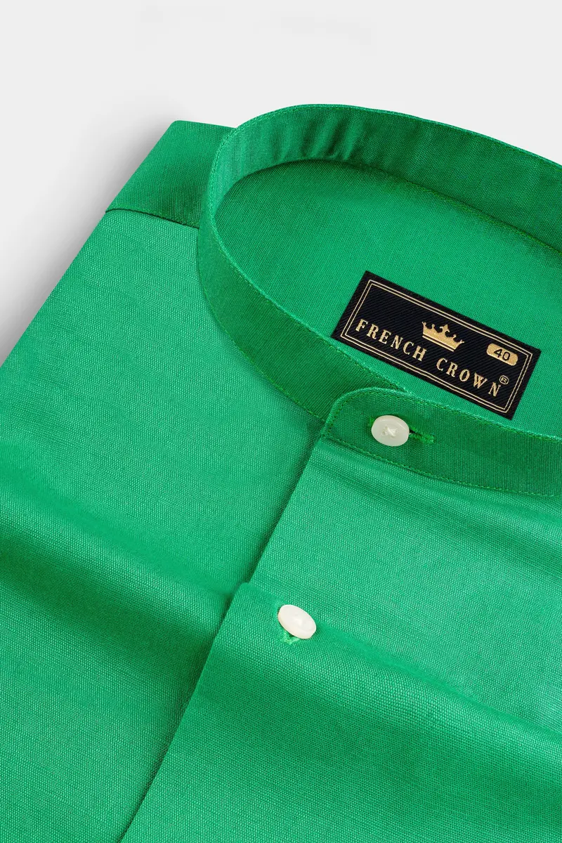 Seafoam Green Solid Luxurious Linen Shirt 1