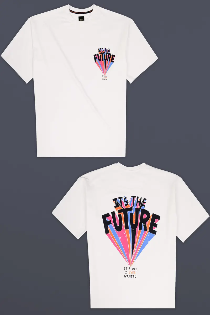 Seashell White Printed Premium Cotton Oversized T-Shirt 2