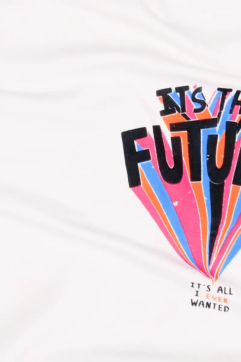 Seashell White Printed Premium Cotton Oversized T-Shirt 3
