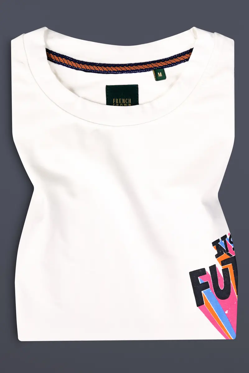 Seashell White Printed Premium Cotton Oversized T-Shirt 5