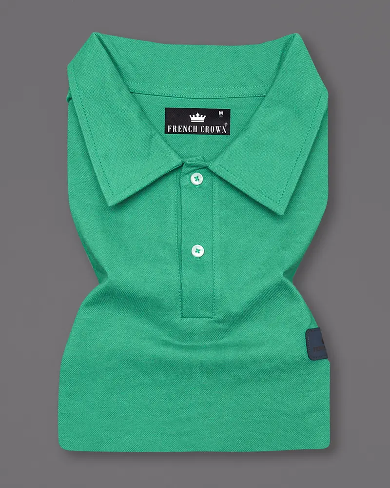 Seaweed Green Organic Cotton Mercerised Pique Polo 4