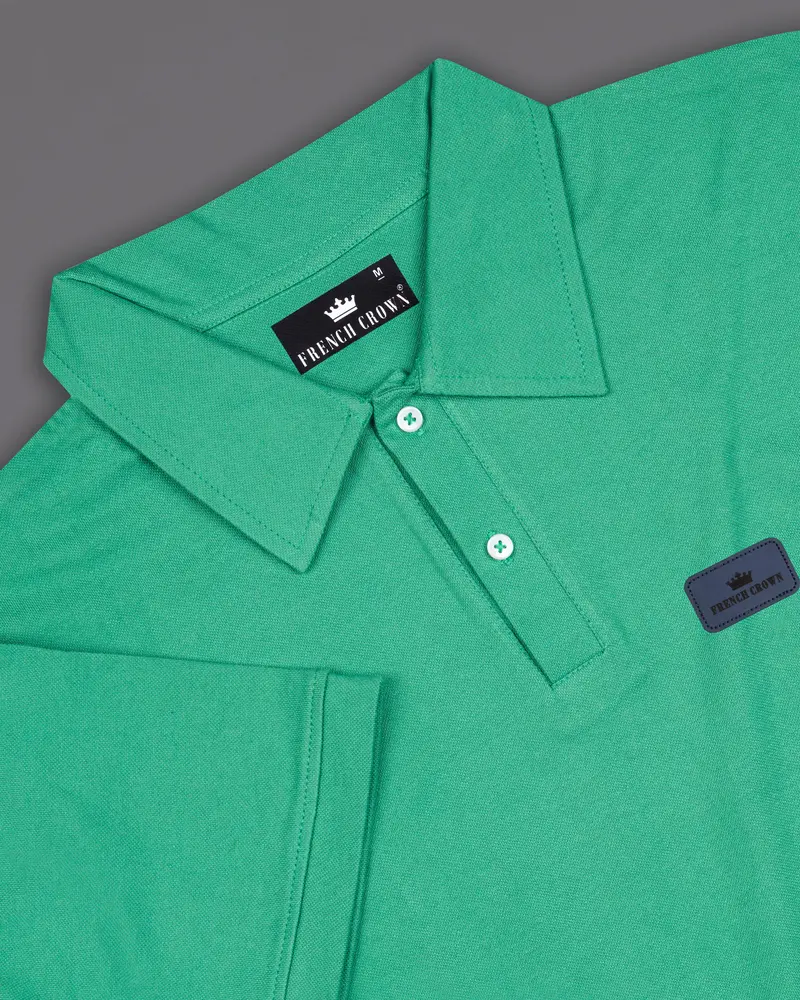Seaweed Green Organic Cotton Mercerised Pique Polo 5
