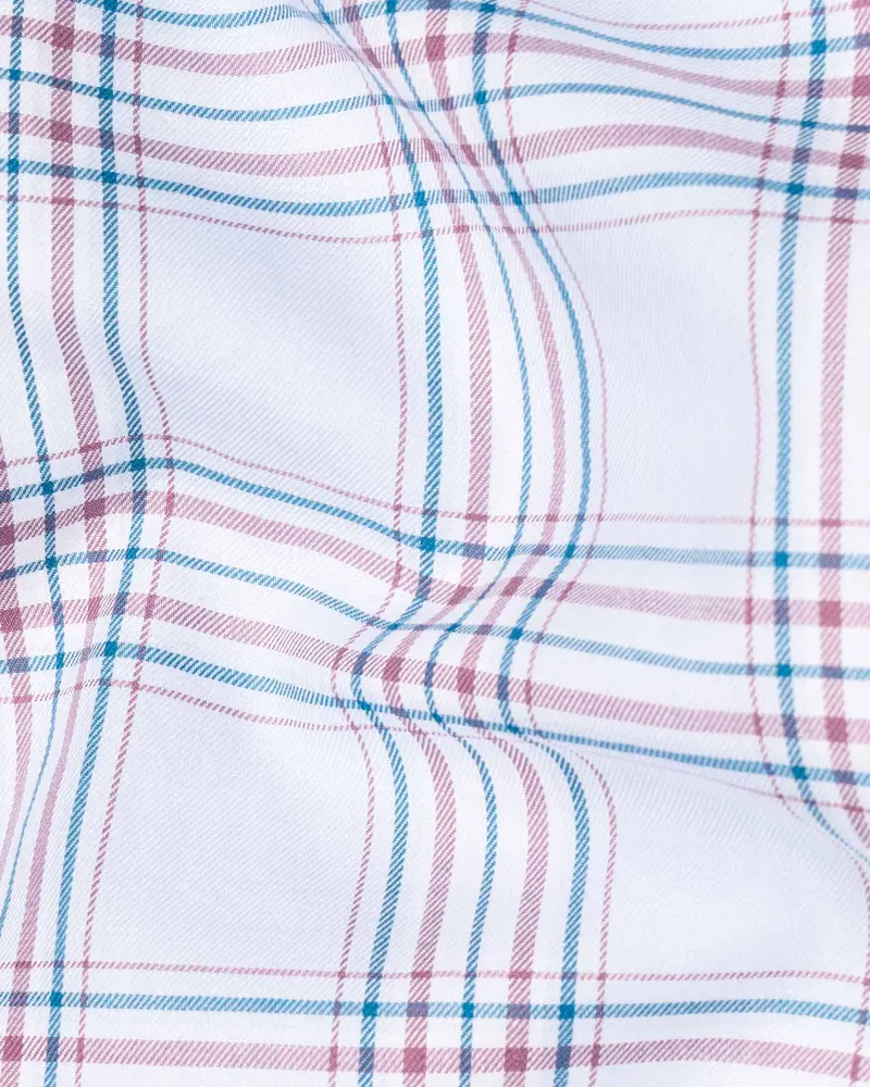 Selago And Bahama Blue Plaid Twill Textured Premium Cotton Shirt 2