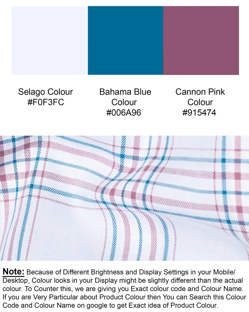 Selago And Bahama Blue Plaid Twill Textured Premium Cotton Shirt 8