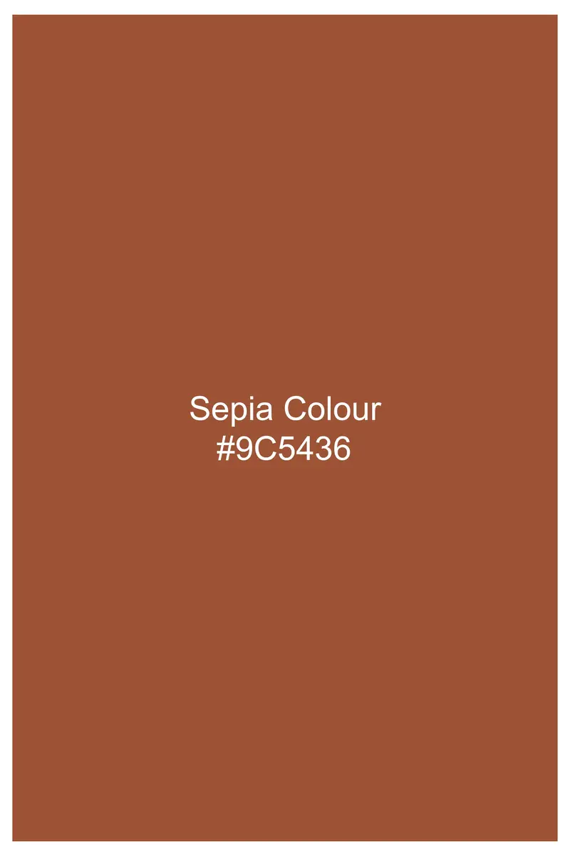 Sepia Brown Twill Premium Cotton Button Down Shirt 5