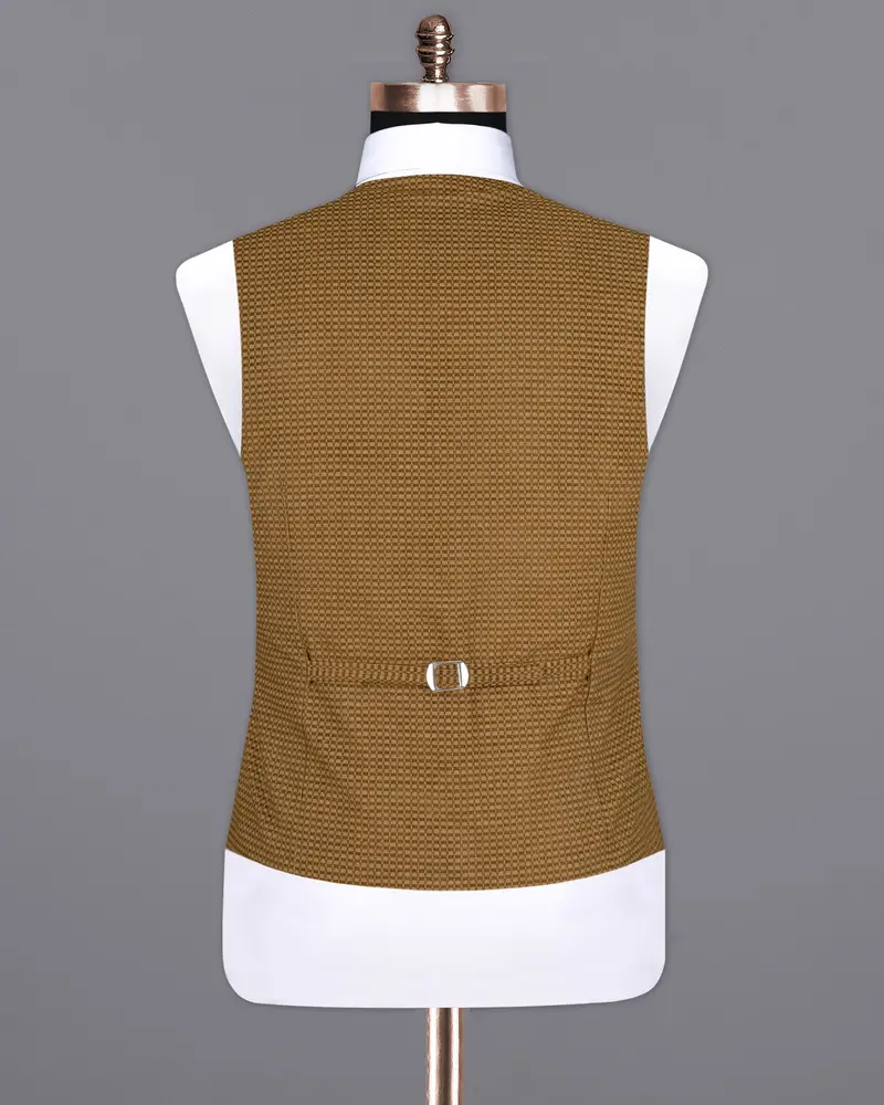 Sepia Brown Velvet Corduroy Box Patterned Sports Waistcoat 6