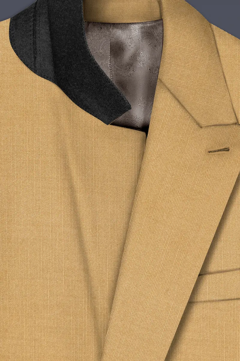 Sepia-Twine Brown Solid Wool Rich Double Breasted Slight Stretch Blazer 5