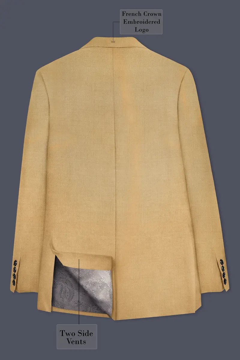 Sepia-Twine Brown Solid Wool Rich Double Breasted Slight Stretch Blazer 9