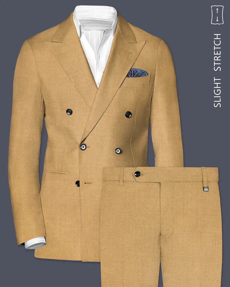 Sepia-Twine Brown Solid Wool Rich Double Breasted Slight Stretch Suit 1