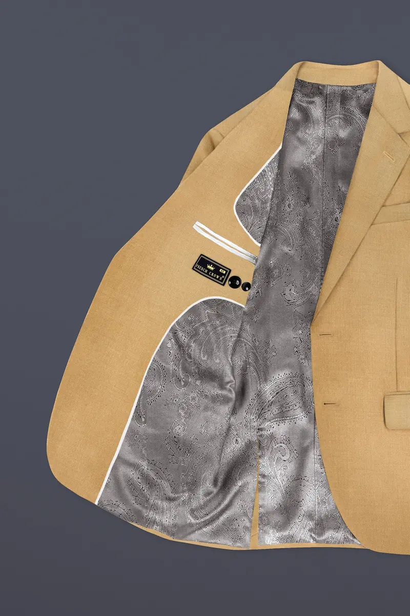 Sepia-Twine Brown Solid Wool Rich Single Breasted Slight Stretch Blazer 6