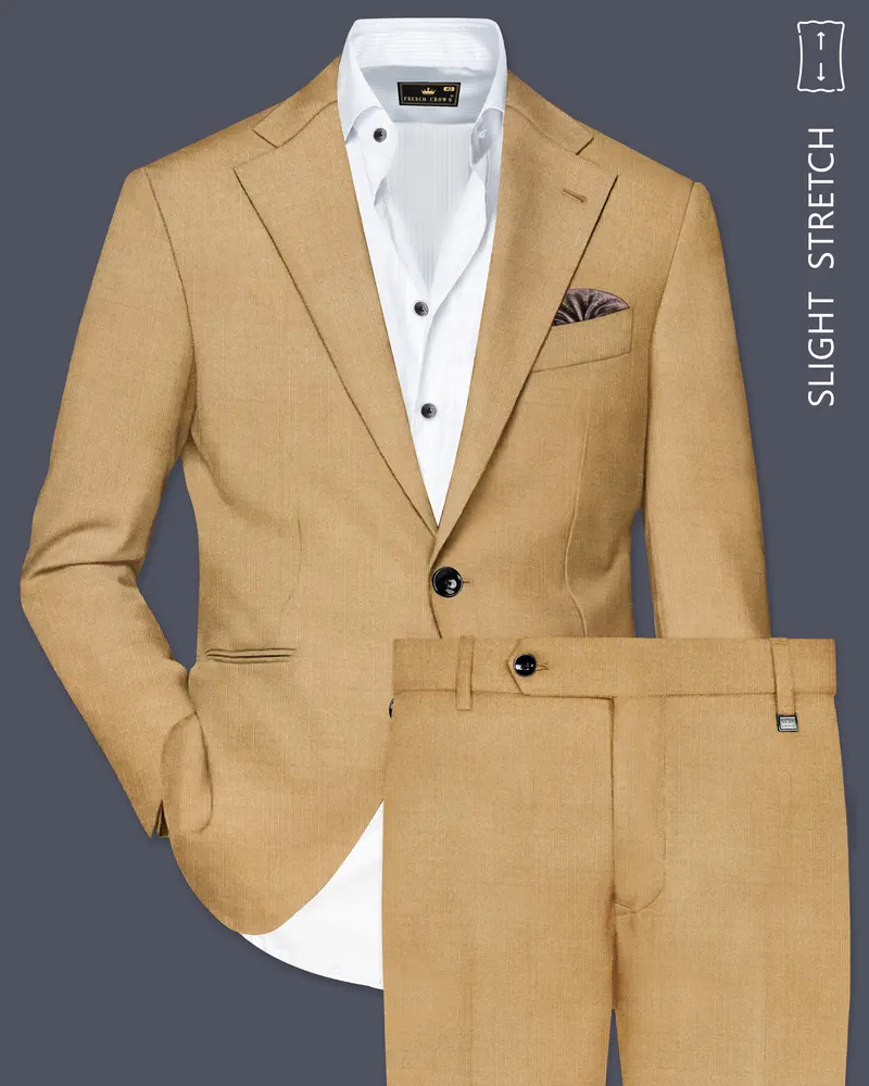 Sepia-Twine Brown Solid Wool Rich Single Breasted Slight Stretch Suit 1