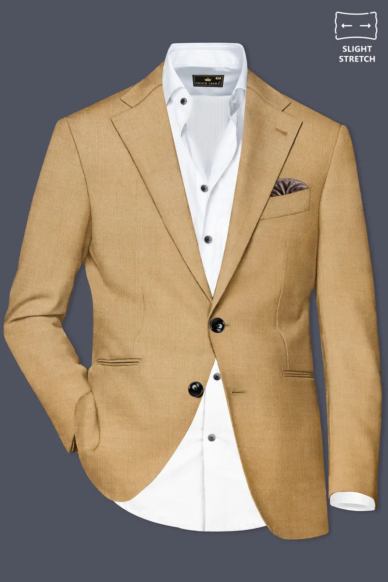 Sepia-Twine Brown Solid Wool Rich Single Breasted Slight Stretch Suit 10
