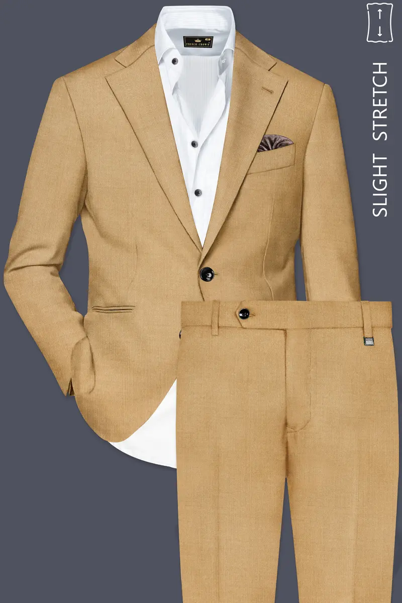 Sepia-Twine Brown Solid Wool Rich Single Breasted Slight Stretch Suit 2