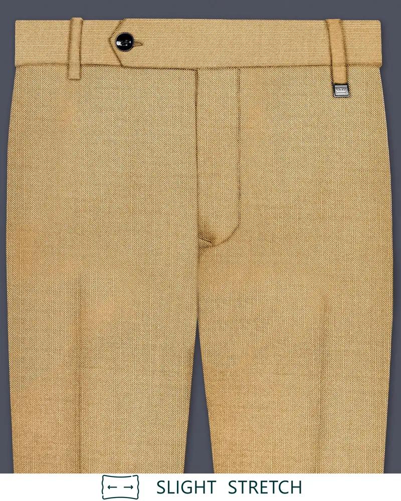 Sepia-Twine Brown Solid Wool Rich Slight Stretch Waistband Pant 1