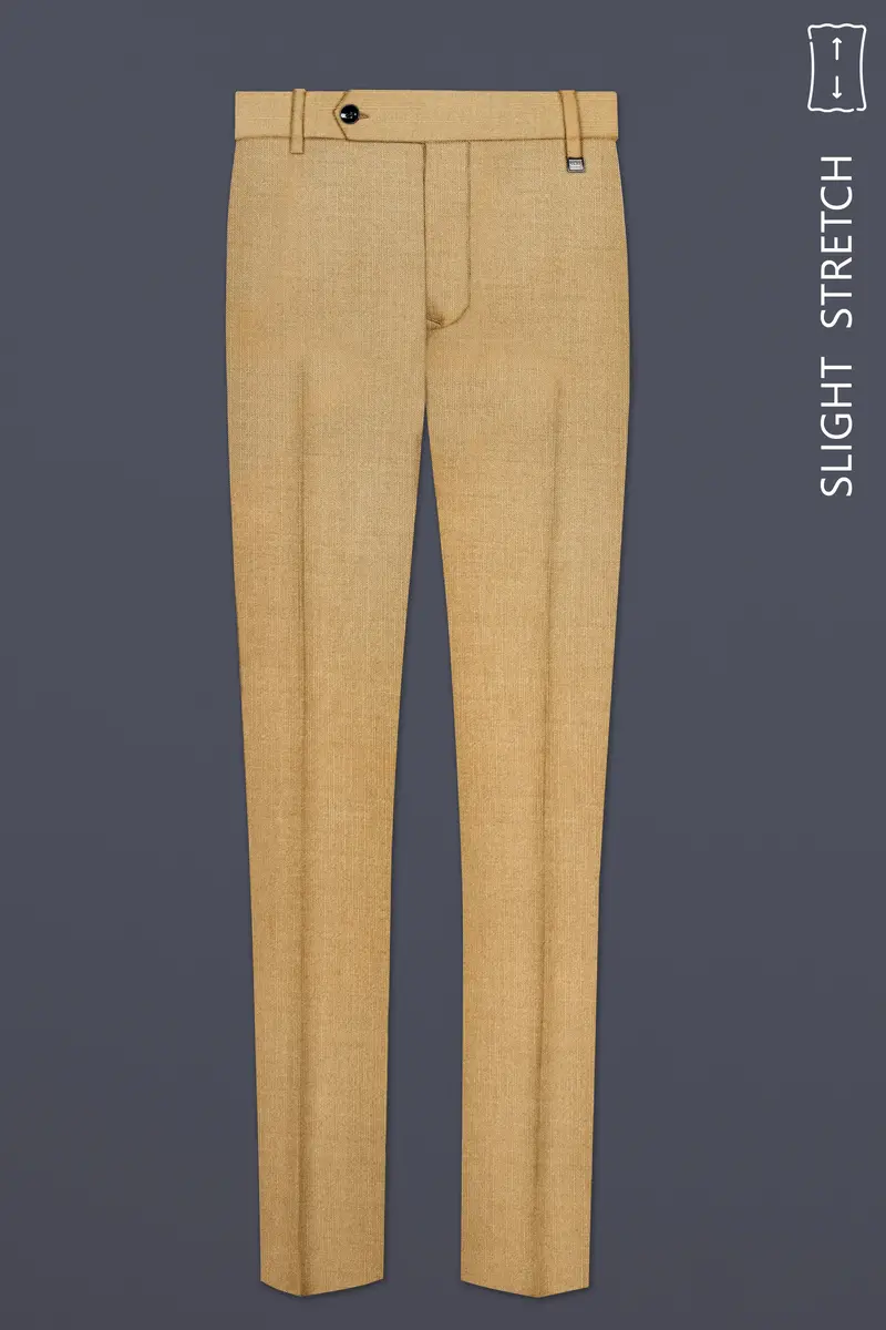 Sepia-Twine Brown Solid Wool Rich Slight Stretch Waistband Pant 2
