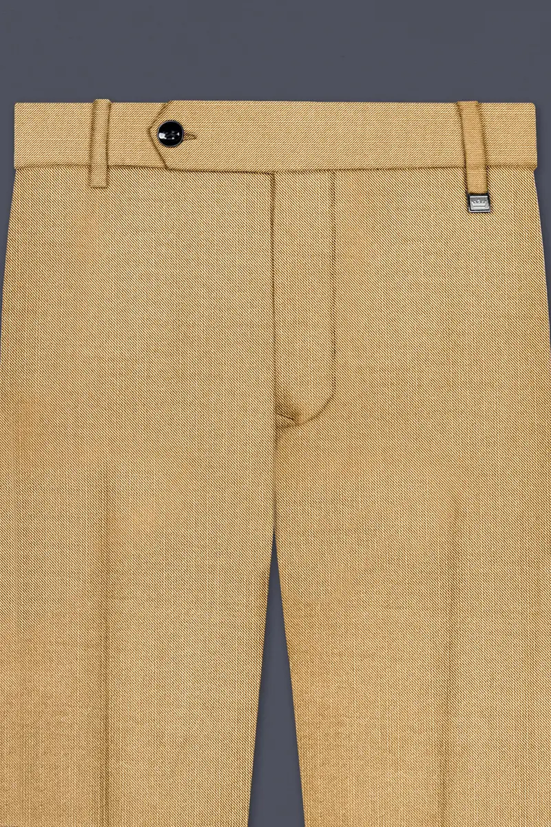 Sepia-Twine Brown Solid Wool Rich Slight Stretch Waistband Pant 4