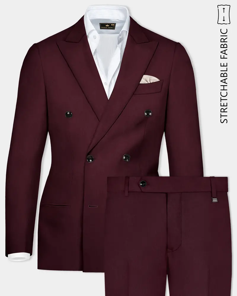 Sepiaelite-Tamarind Brown Solid Wool Rich Double Breasted Slight Stretch Suit 1