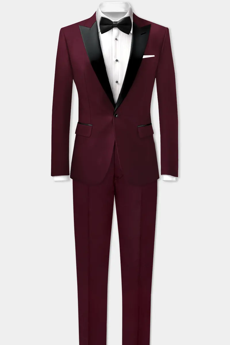 Sepiaelite-Tamarind Brown Solid Wool Rich Peak Lapel Tuxedo Slight Stretch Suit 4