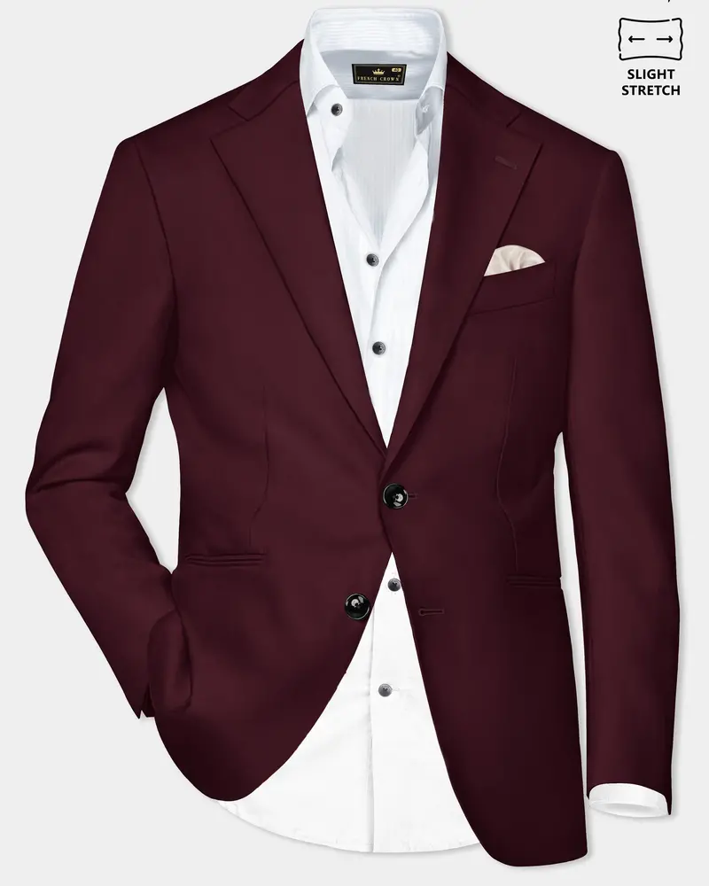 Sepiaelite-Tamarind Brown Solid Wool Rich Single Breasted Slight Stretch Blazer 1