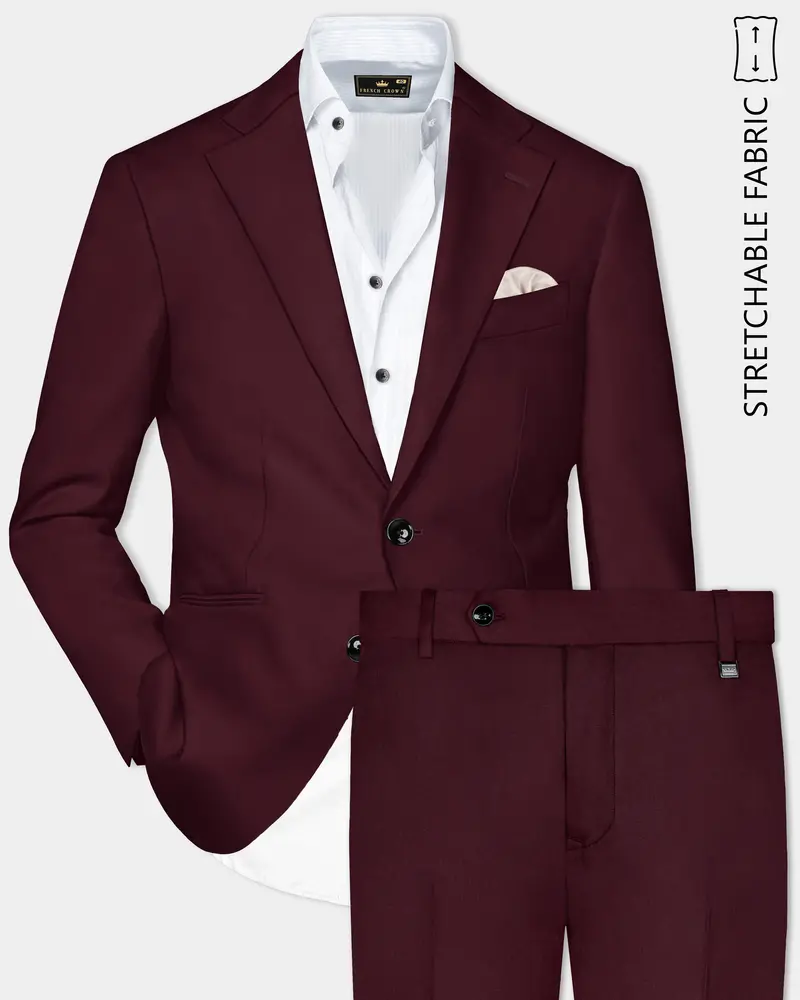 Sepiaelite-Tamarind Brown Solid Wool Rich Single Breasted Slight Stretch Suit 1
