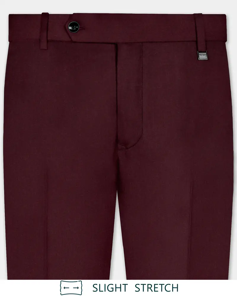 Sepiaelite-Tamarind Brown Solid Wool Rich Slight Stretch Waistband Pant 1