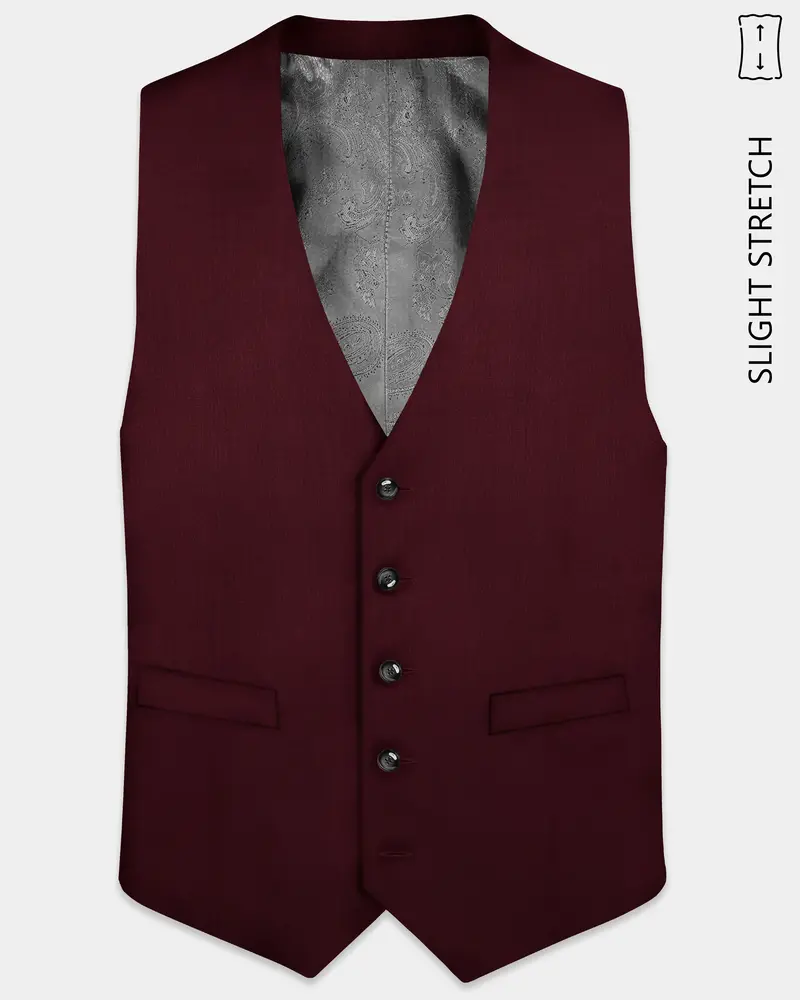Sepiaelite-Tamarind Brown Solid Wool Rich Slight Stretch Waistcoat 1