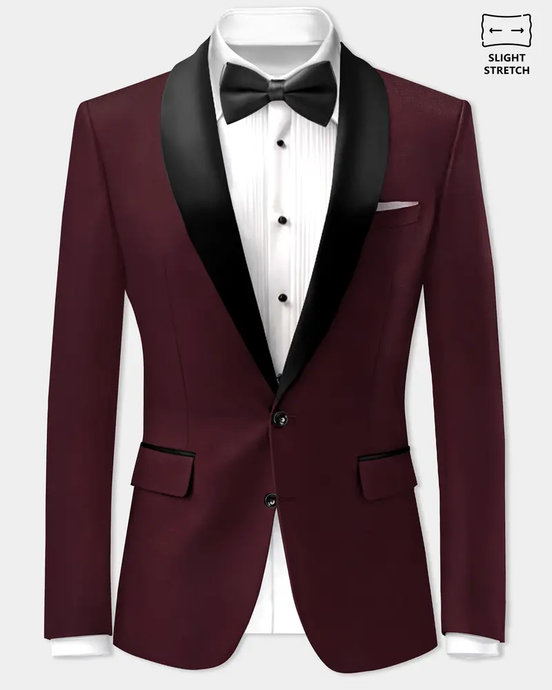 Sepiaelite-Tamarind Brown Solid Wool Rich Tuxedo Slight Stretch Blazer 1