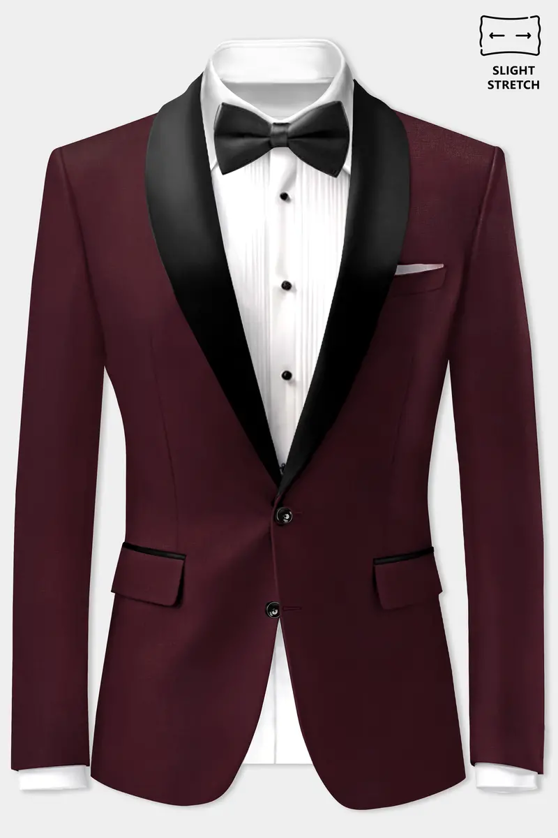 Sepiaelite-Tamarind Brown Solid Wool Rich Tuxedo Slight Stretch Blazer 2