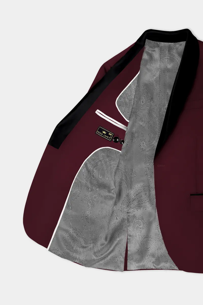 Sepiaelite-Tamarind Brown Solid Wool Rich Tuxedo Slight Stretch Blazer 4