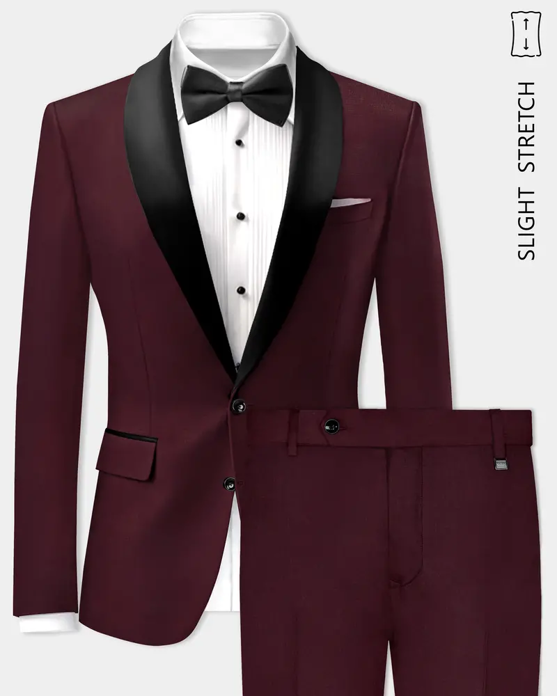 Sepiaelite-Tamarind Brown Solid Wool Rich Tuxedo Slight Stretch Suit 1