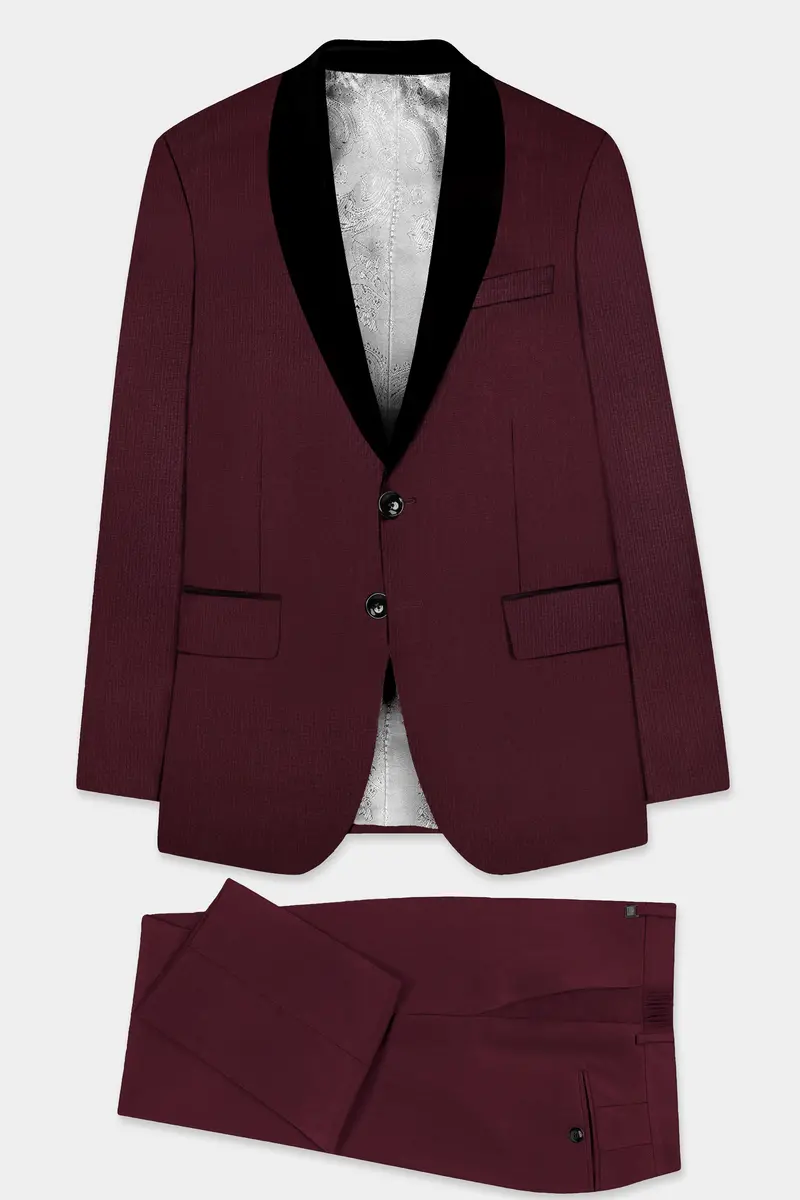 Sepiaelite-Tamarind Brown Solid Wool Rich Tuxedo Slight Stretch Suit 11