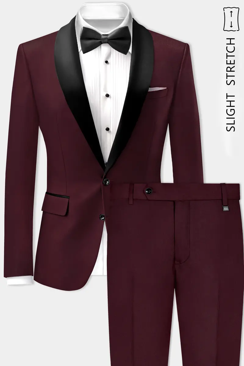 Sepiaelite-Tamarind Brown Solid Wool Rich Tuxedo Slight Stretch Suit 2
