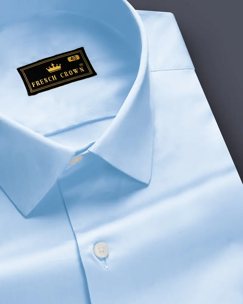 Serene Sky-Periwinkle Blue Solid Subtle Sheen Super Soft Premium Cotton Dress Shirt 1