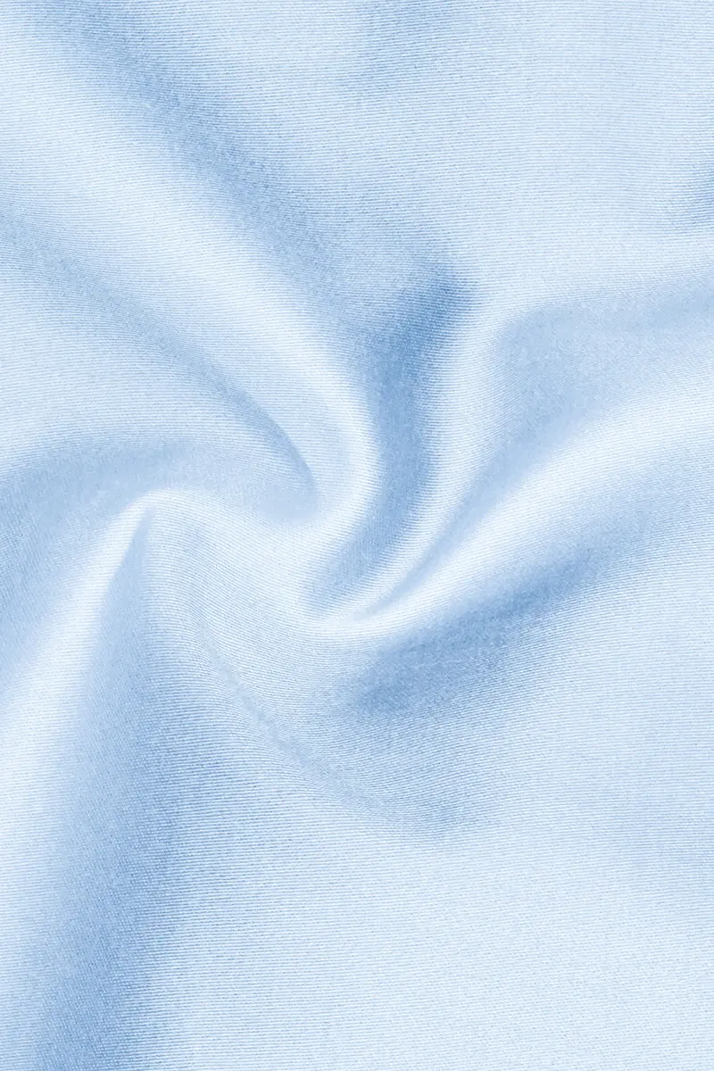 Serene Sky-Periwinkle Blue Solid Subtle Sheen Super Soft Premium Cotton Semi Formal Mandarin Collar Shirt 3