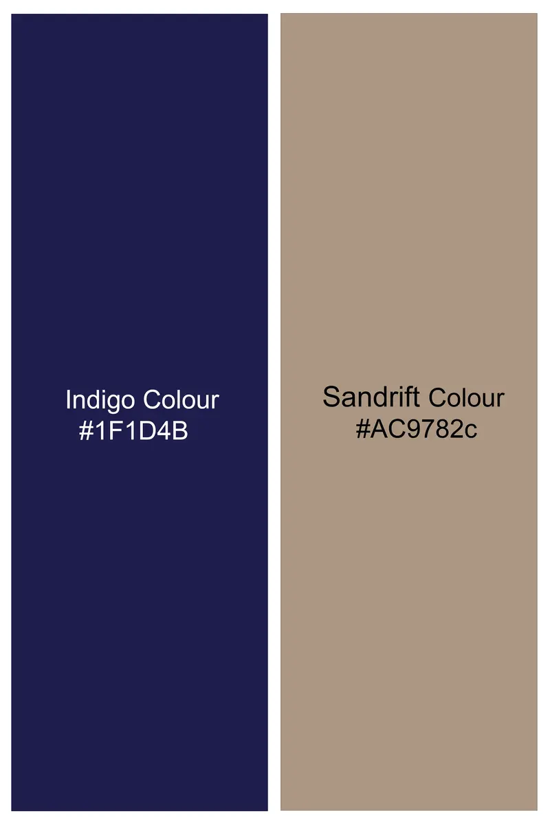 Serenehorizon-Indigo Blue And Sandrift Brown Gradient Printed Subtle Sheen Super Soft Premium Cotton Shirt 7