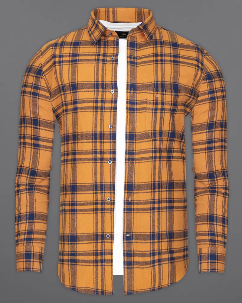 Serria Yellow With Mirage Blue Plaid Flannel Overshirt/Shacket 1