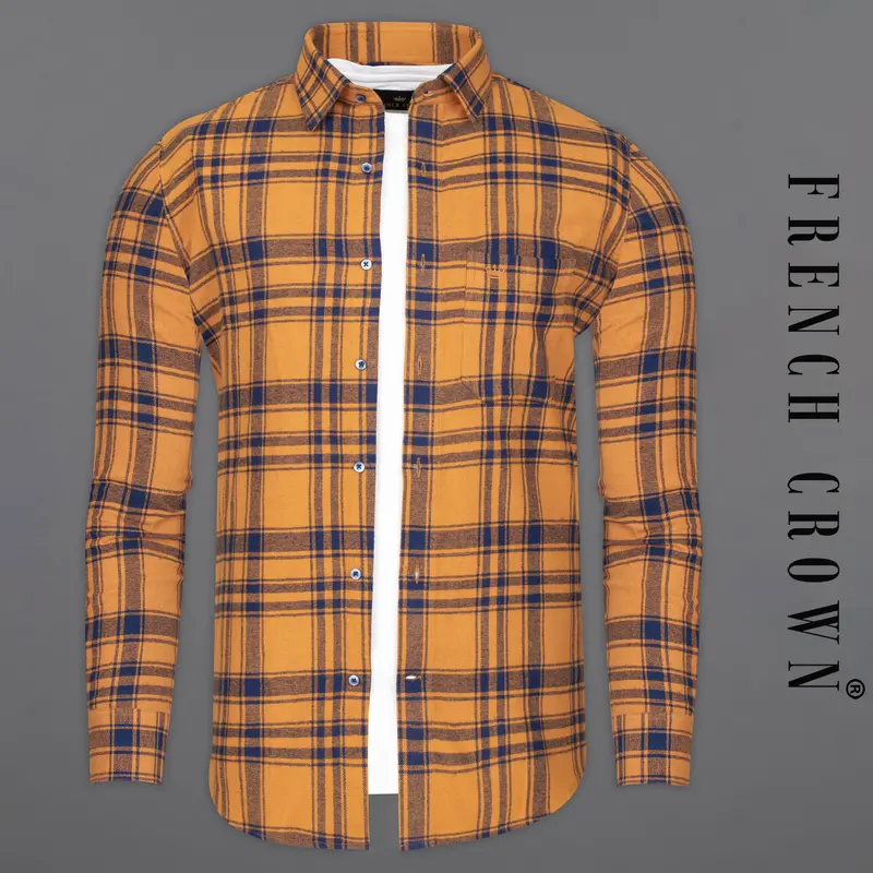 Serria Yellow With Mirage Blue Plaid Flannel Overshirt/Shacket 10